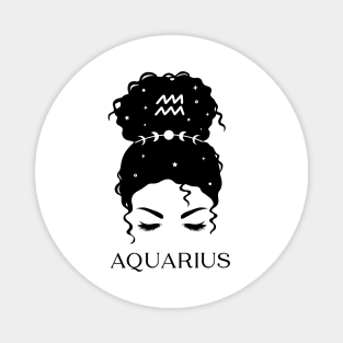 Messy Bun Celestial Queen: Aquarius Zodiac Sign Magnet